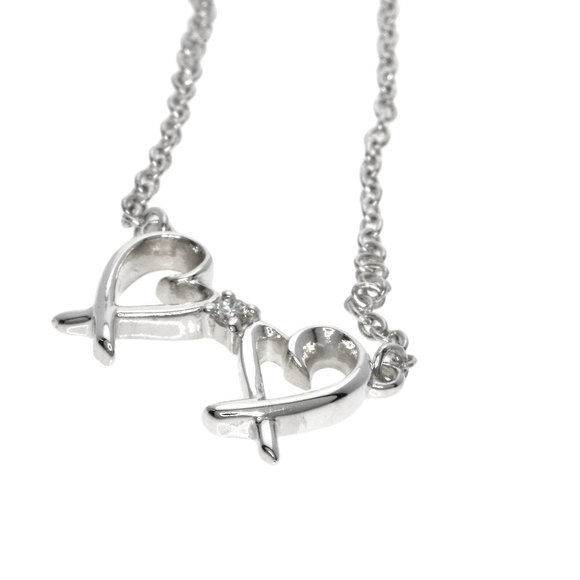 Tiffany Double Loving Heart Diamond Necklace Silver - Picture 5 of 6